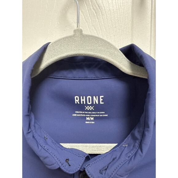 Rhone Men's Tech Long Sleeve Stretch Golf Polo in True Navy Size Medium - Picture 5 of 6